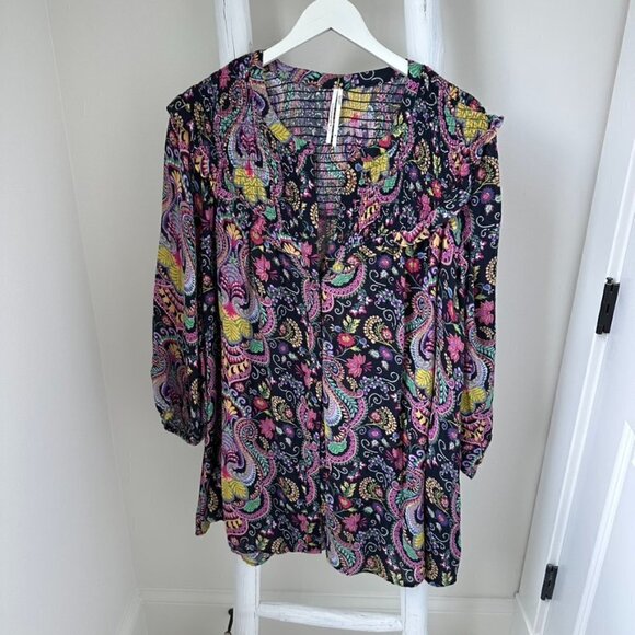 Anthropologie Vibrant Paisley Cover Up Tunic Top Size Medium - Picture 1 of 13